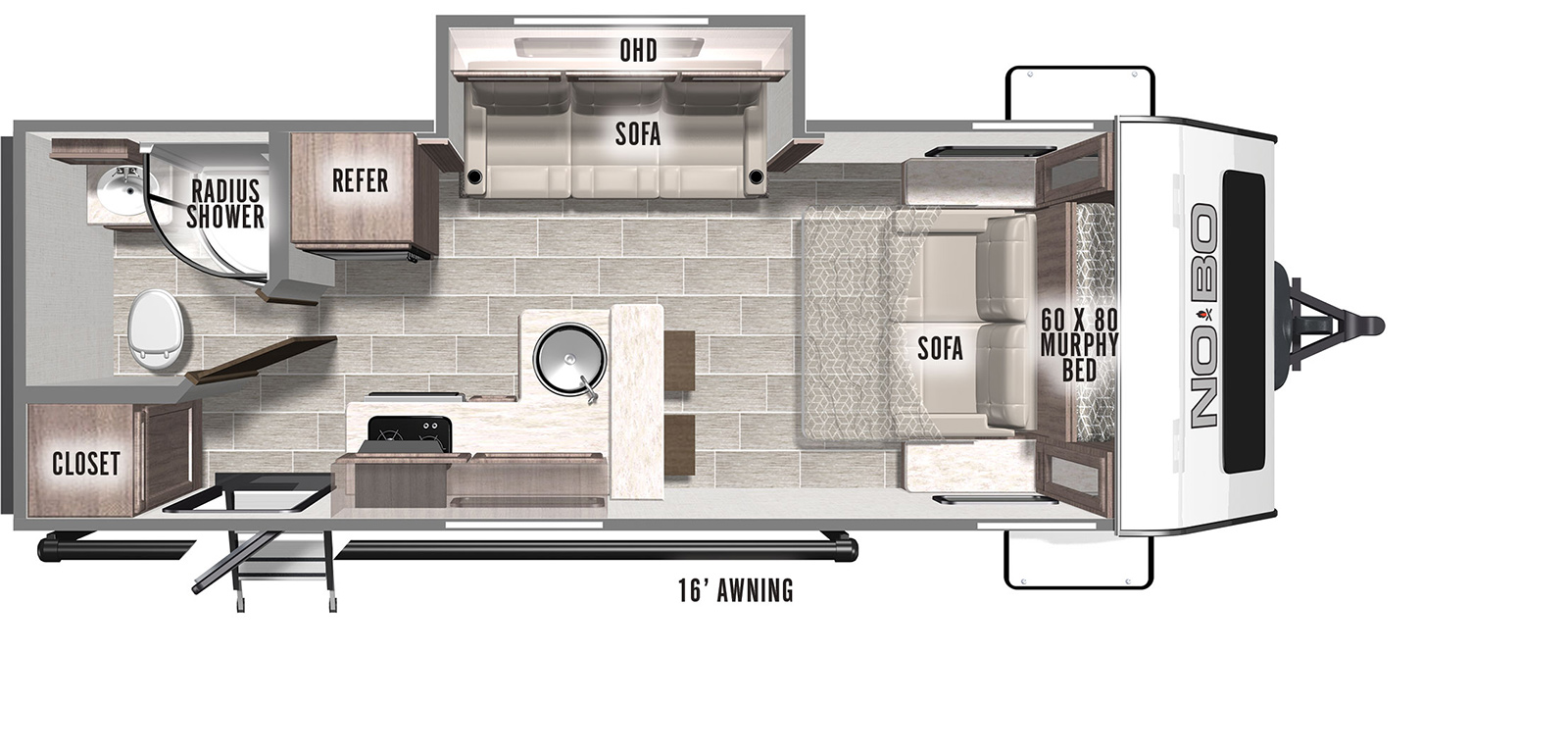 2023 FOREST RIVER NO BOUNDARIES 19.6, , floor-plans-day image number 0